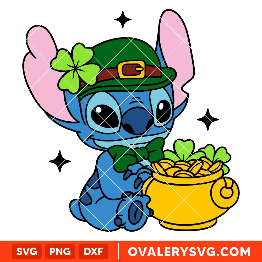St. Patrick’s Day Stitch Svg, St. Patrick’s Day Svg, Disney Svg, Cricut, Silhouette Vector Cut File