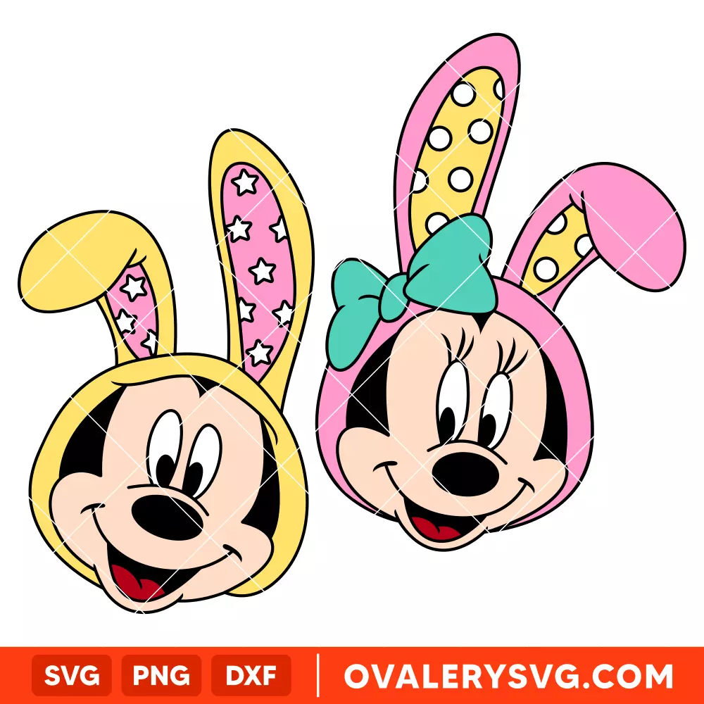 Easter Bunny Mickey & Minnie SVG, Easter SVG, Disney SVG, Cricut, Silhouette SVG PNG Cut File