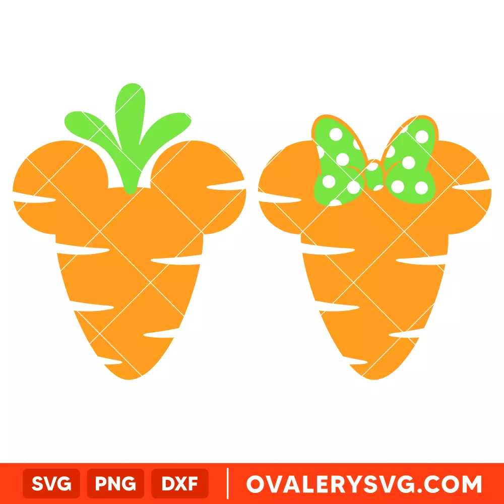 Easter Carrots Mickey & Minnie SVG, Happy Easter SVG, Easter Carrot SVG, Easter Decor SVG, Cricut, Silhouette SVG PNG Cut File
