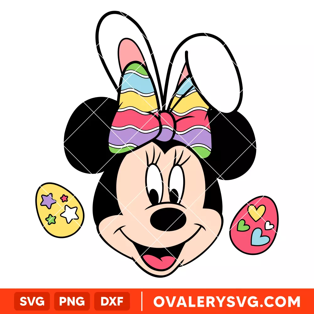 Happy Easter Minnie Mouse Svg, Easter Svg, Disney Svg, Cricut, Silhouette Vector Cut File