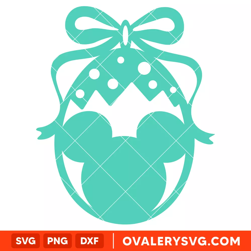 Mickey Mouse Coquette Bow Easter Egg SVG, Disney SVG | Instant Download SVG PNG Cut File for Cricut & Silhouette