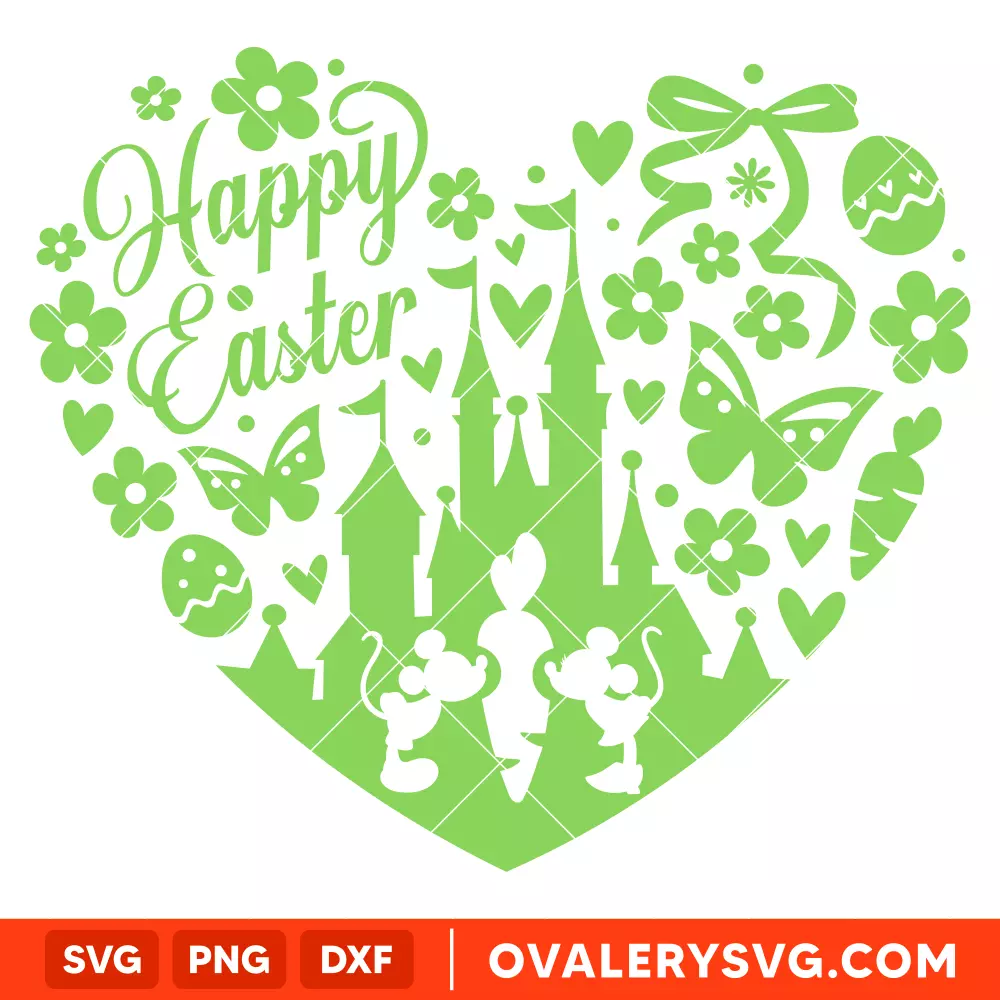 Happy Easter Mickey Minnie Heart SVG, Disney SVG | Instant Download SVG PNG Cut File for Cricut & Silhouette