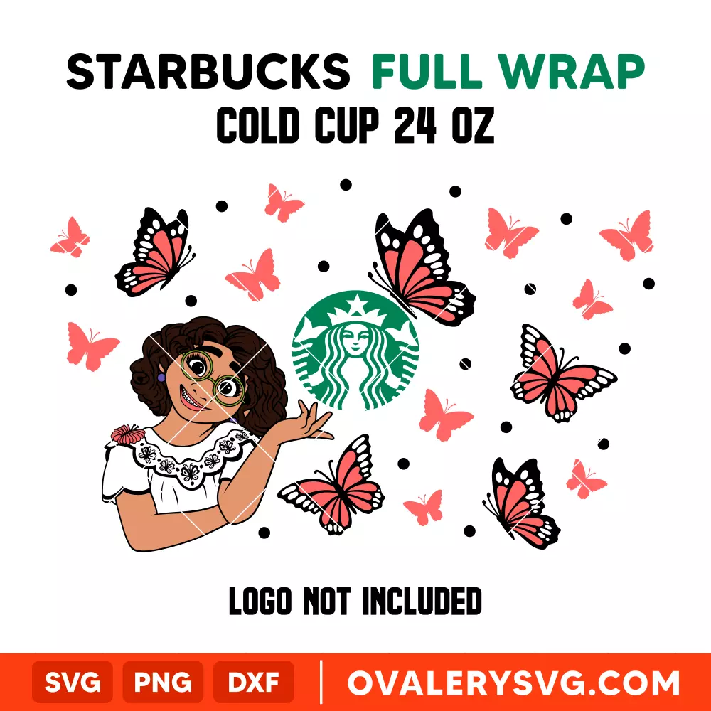 Mirabel Butterfly Full Wrap SVG, Starbucks SVG, Cold Cup SVG, Cricut, Silhouette SVG PNG Cut File