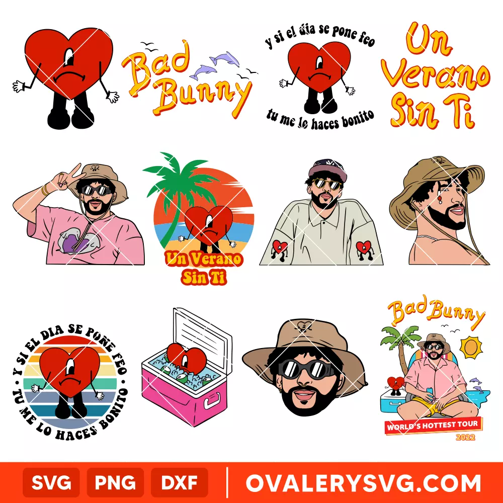 Bad Bunny Bundle SVG, Un Verano Sin Ti SVG, Cricut, Silhouette SVG PNG Cut File