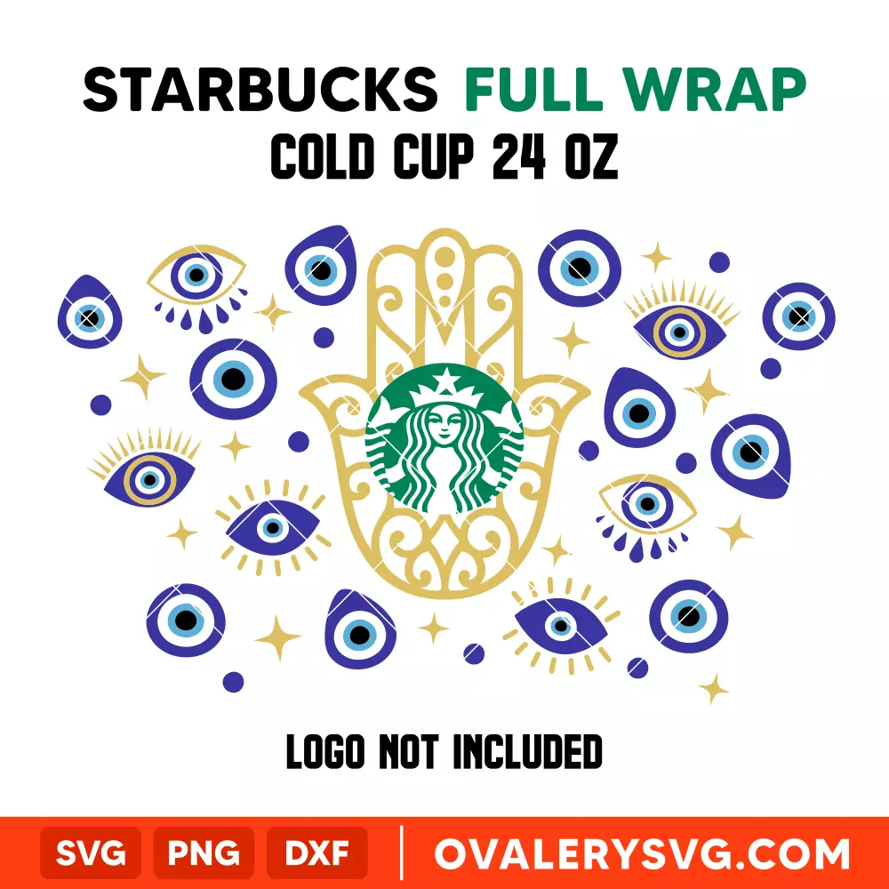 Evil Eye Full Wrap SVG, Starbucks SVG, Cold Cup SVG, Cricut, Silhouette SVG PNG Cut File