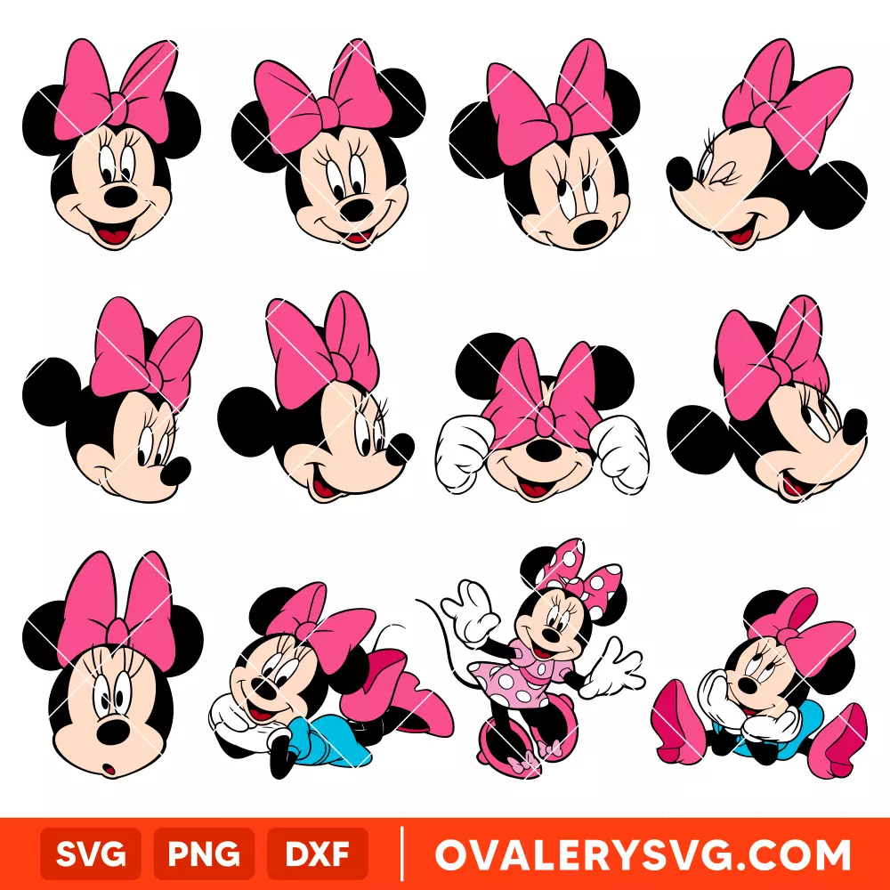 Minnie Mouse Bundle SVG, Disney SVG, Cricut, Silhouette SVG PNG Cut File