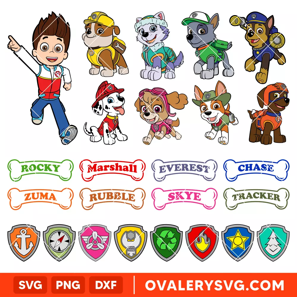 Paw Patrol SVG Bundle, Disney SVG, Cricut, Silhouette SVG PNG Cut File