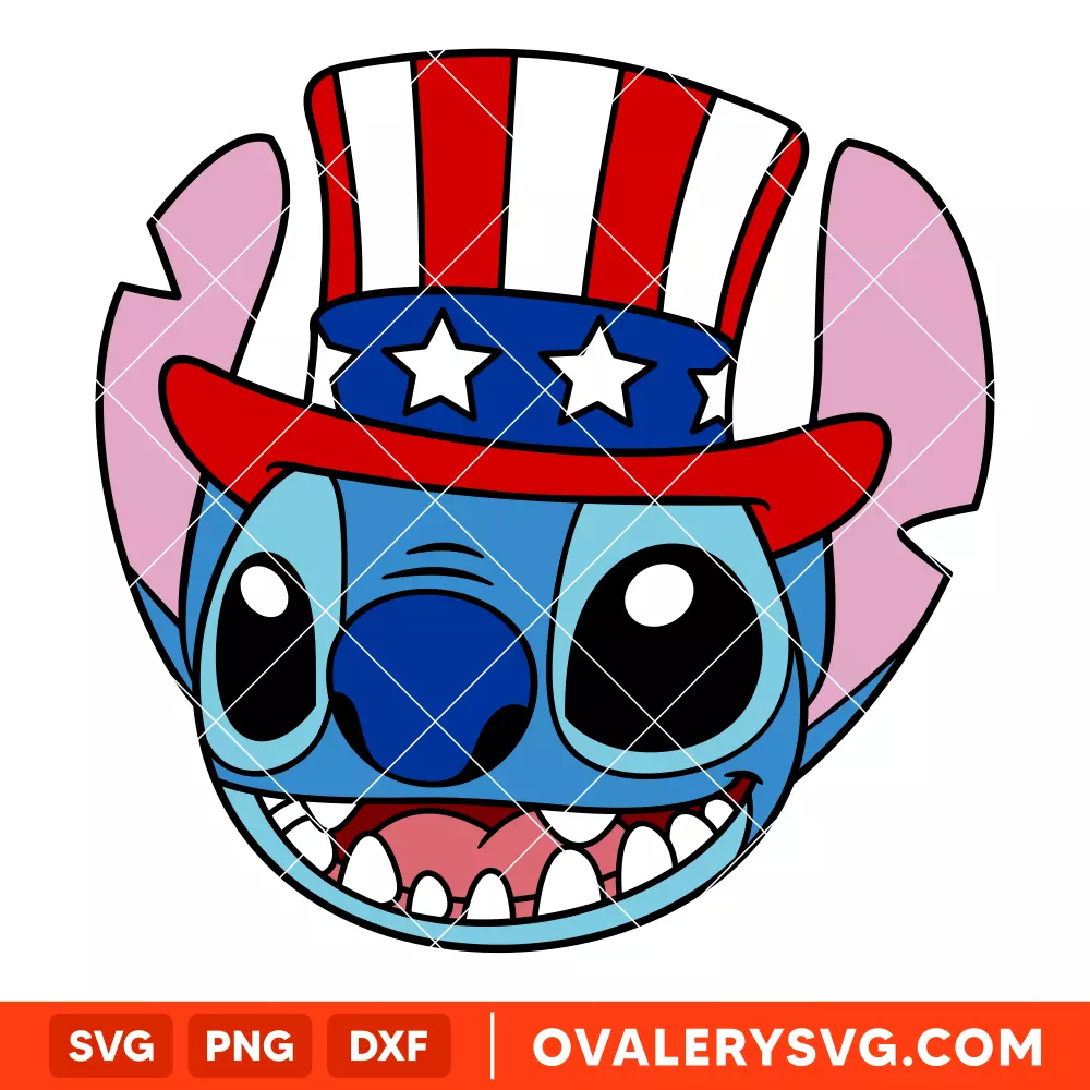 Patriotic Stitch Svg, 4th of July Svg, Disney Svg, Cricut, Silhouette Vector Cut File