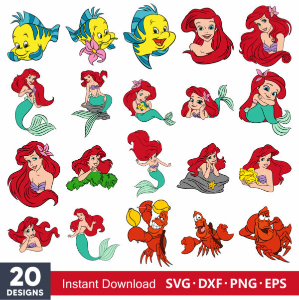 Layered Ariel Little Mermaid Svg Bundle, Instant Download, Bundle For ...