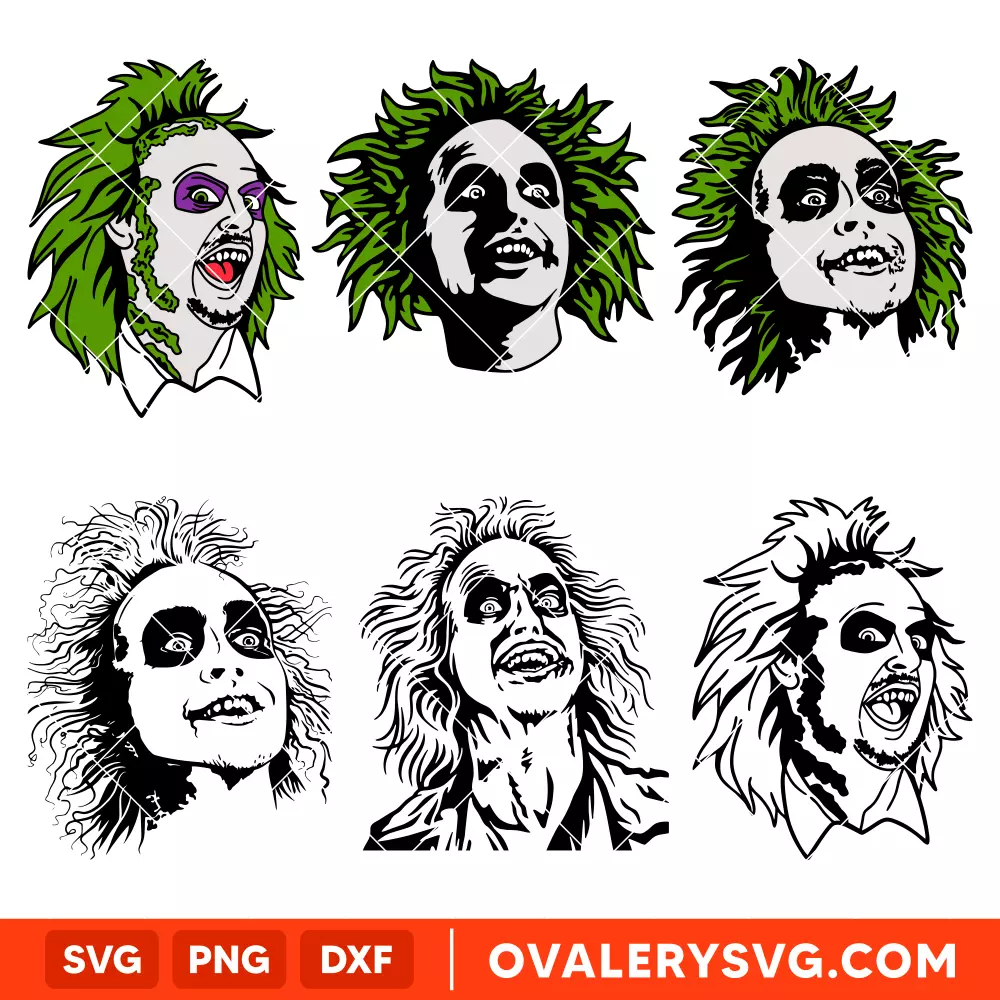 Beetle Juice Bundle SVG, Halloween SVG, Horror Movie SVG, Silhouette Vector SVG PNG DXF Cut File