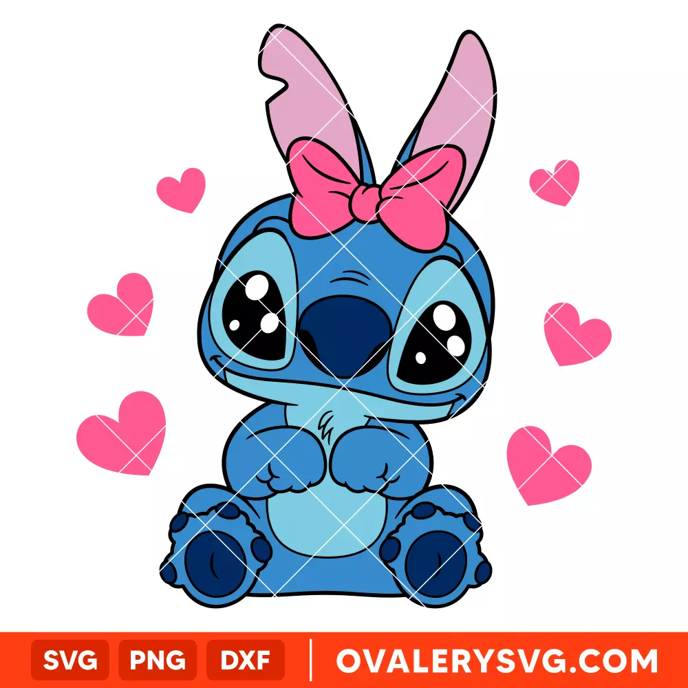 Cute Baby Stitch Svg, Valentine's Day Svg, Disney Svg, Cricut, Silhouette Vector Cut File