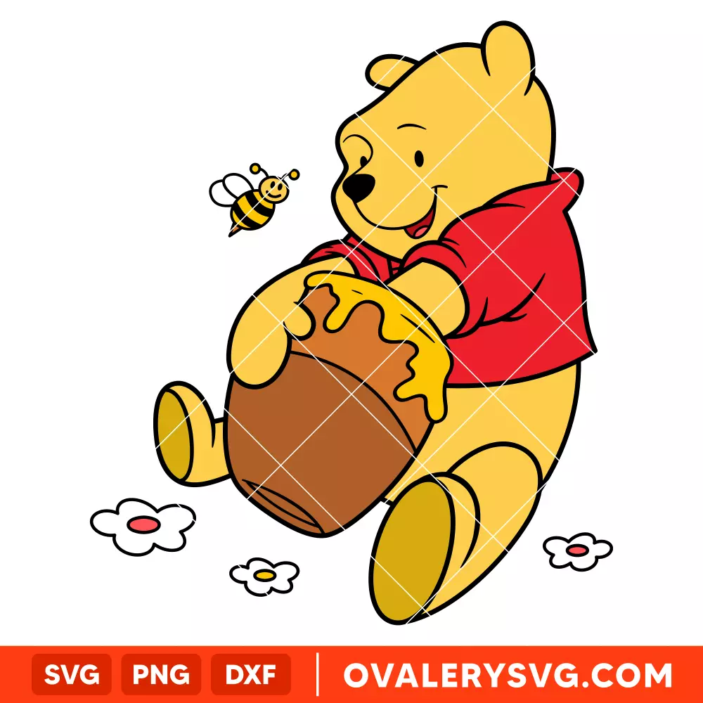Honey Pooh Bear Svg, Summer Svg, Disney Svg, Cricut, Silhouette Vector Cut File