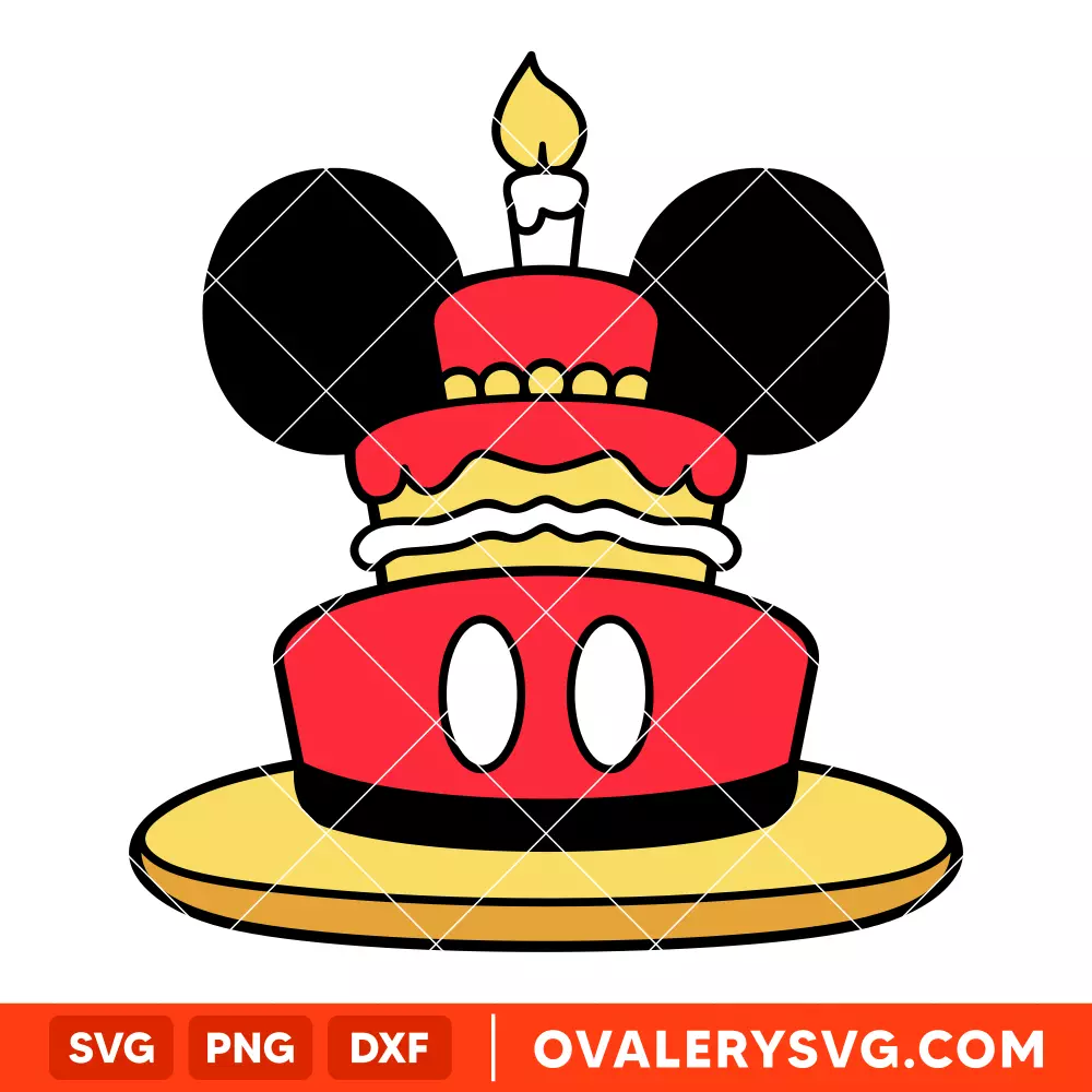 Mickey Birthday Cake SVG, Disney SVG | Instant Download SVG PNG Cut File for Cricut & Silhouette