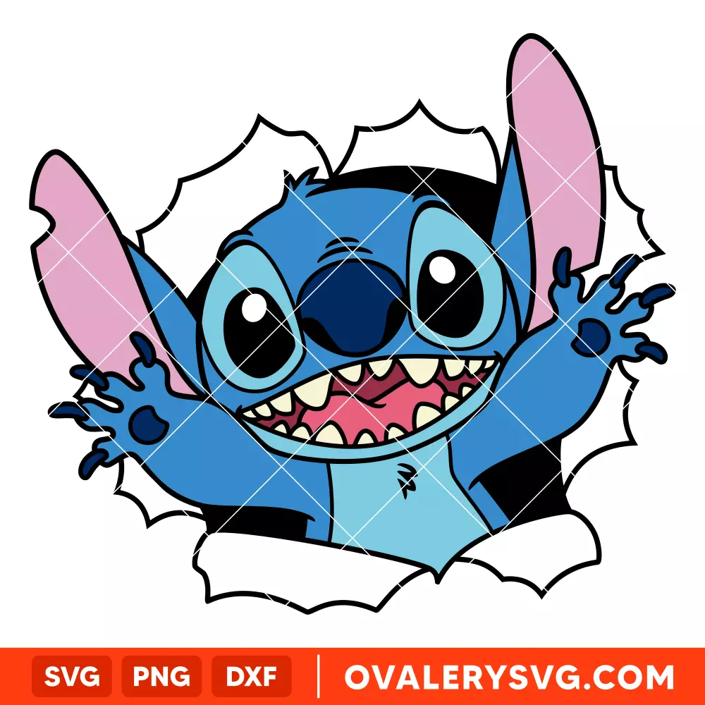 Stitch Bursting Out SVG, Disney SVG | Instant Download SVG PNG Cut File for Cricut & Silhouette