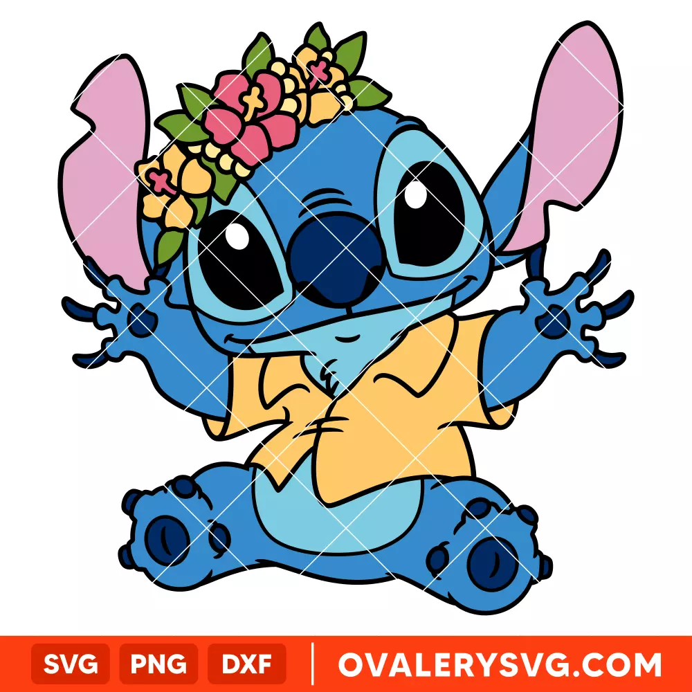 Stitch with Flowers SVG, Disney SVG | Instant Download SVG PNG Cut File for Cricut & Silhouette