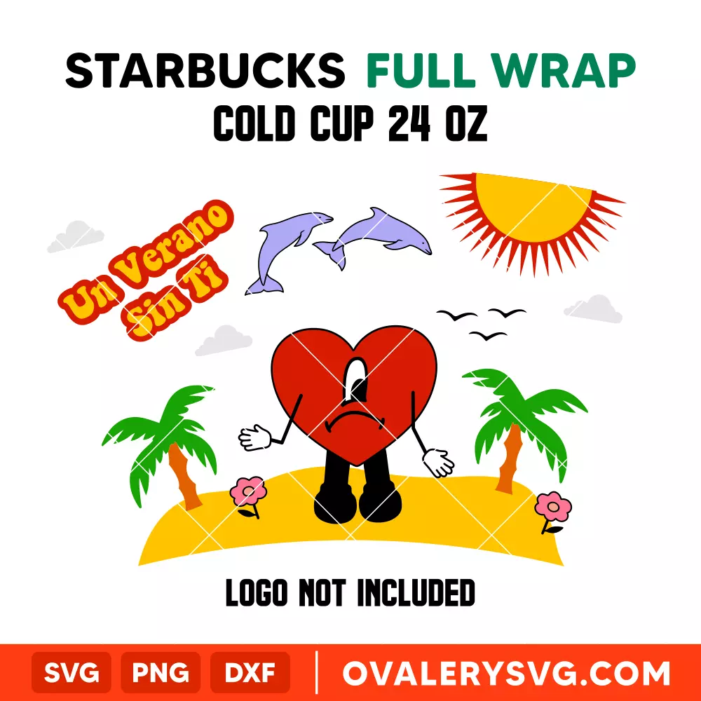 Un Verano Sin Ti Full Wrap Svg, Starbucks Svg, Coffee Ring Svg, Cold Cup Svg, Cricut, Silhouette Vector Cut File