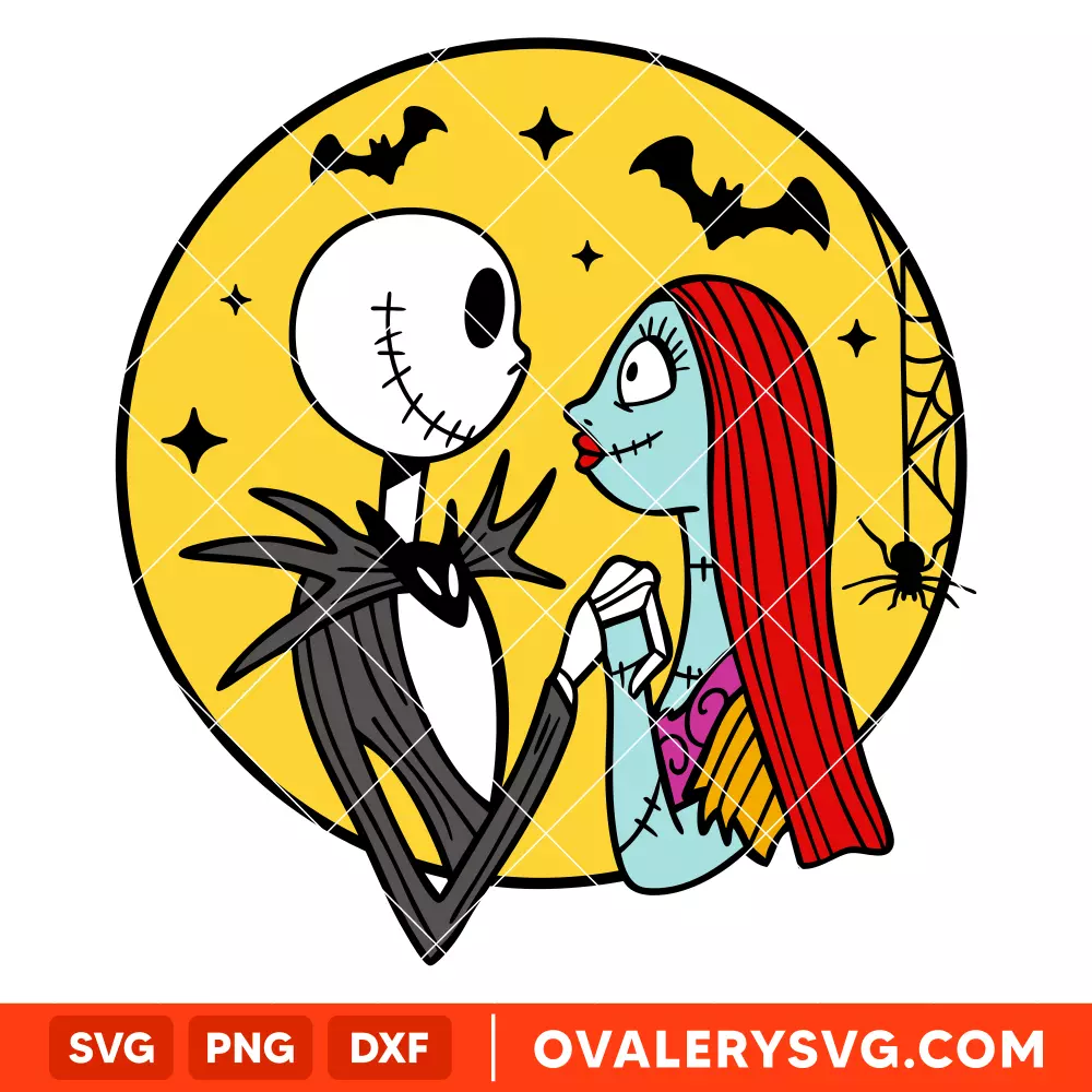 Jack And Sally Skellington SVG, Halloween SVG, Spooky Season SVG, Trick or Treat SVG, Cricut, Silhouette SVG PNG Cut File