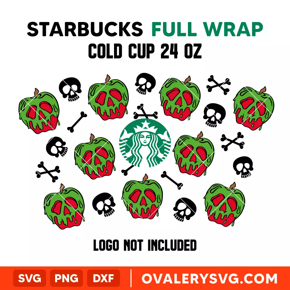 Poison Apple Starbucks Full Wrap SVG, Halloween SVG, Spooky Season SVG, Trick or Treat SVG, Cricut, Silhouette SVG PNG Cut File