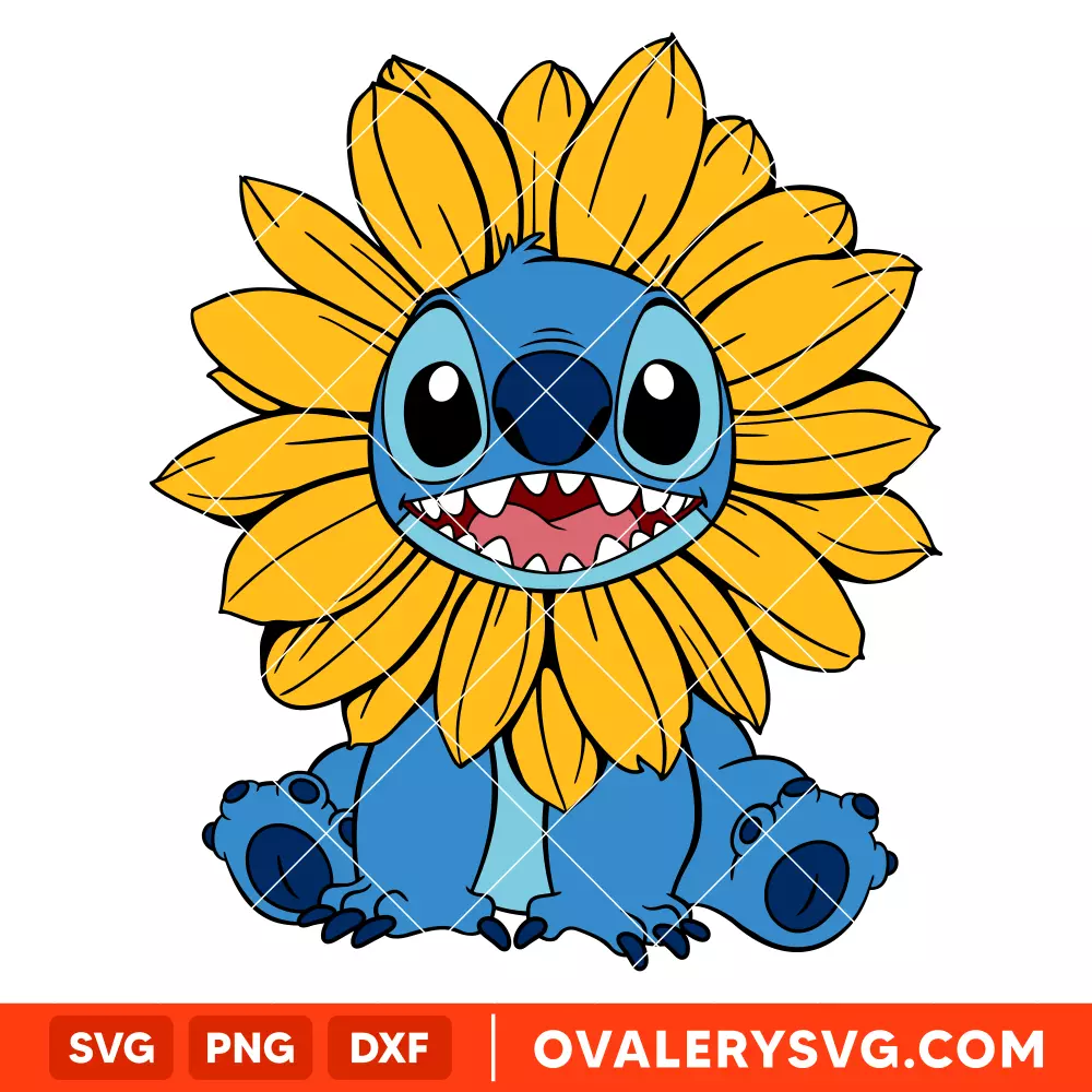 Stitch Sunflower Svg, Summer Svg, Disney Svg, Cricut, Silhouette Vector Cut File