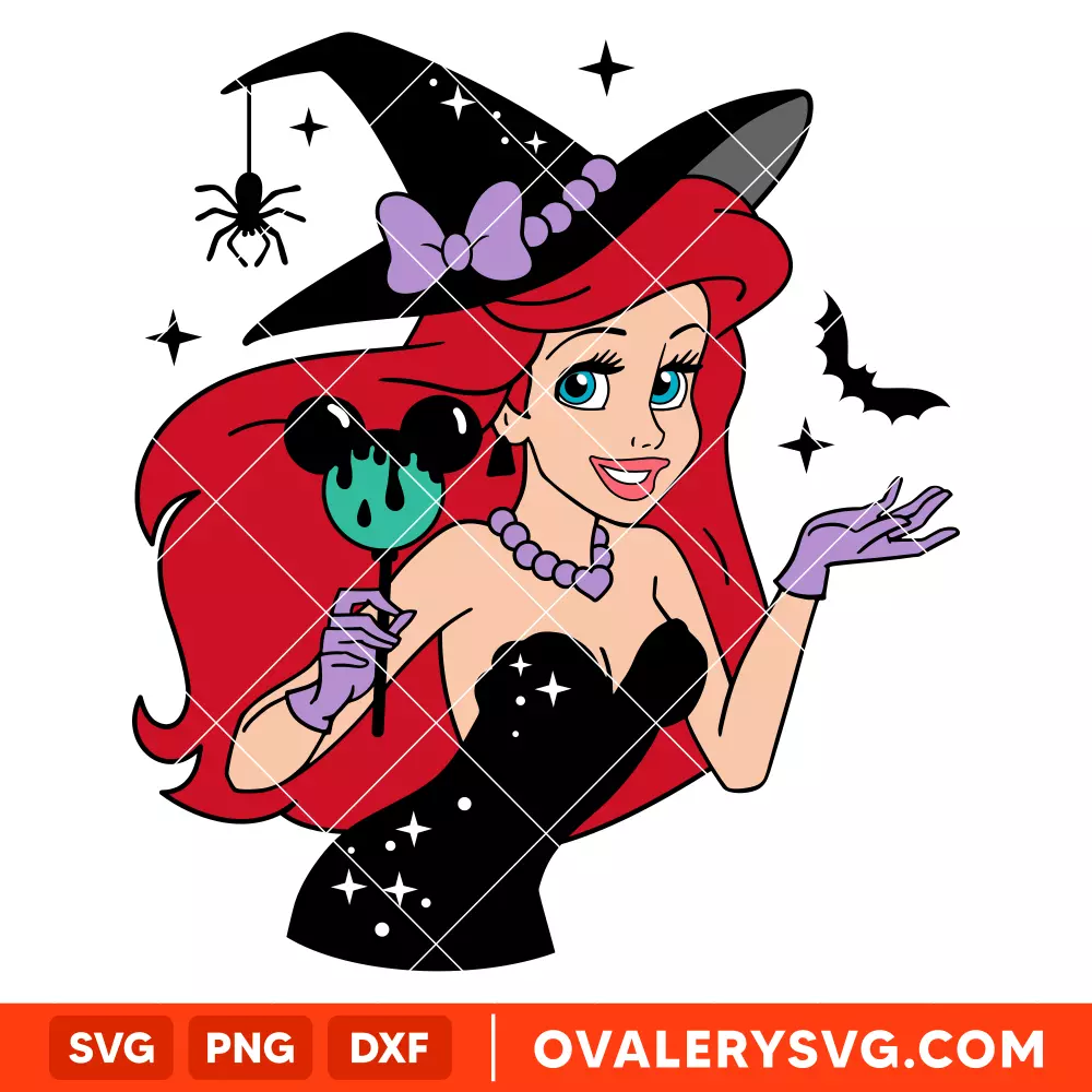 Spooky Ariel Svg, Halloween Svg, Disney Princess Svg, Cricut, Silhouette Vector Cut File