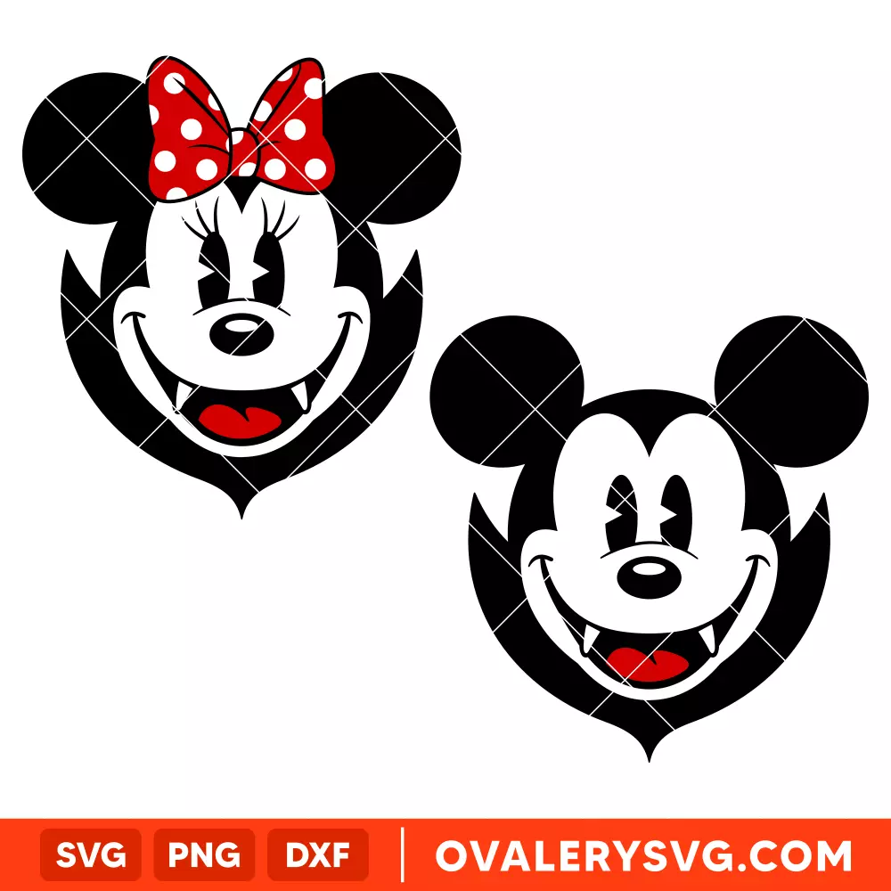 Halloween Vampire Mickey & Minnie SVG, Halloween SVG, Disney SVG, Cricut, Silhouette SVG PNG Cut File