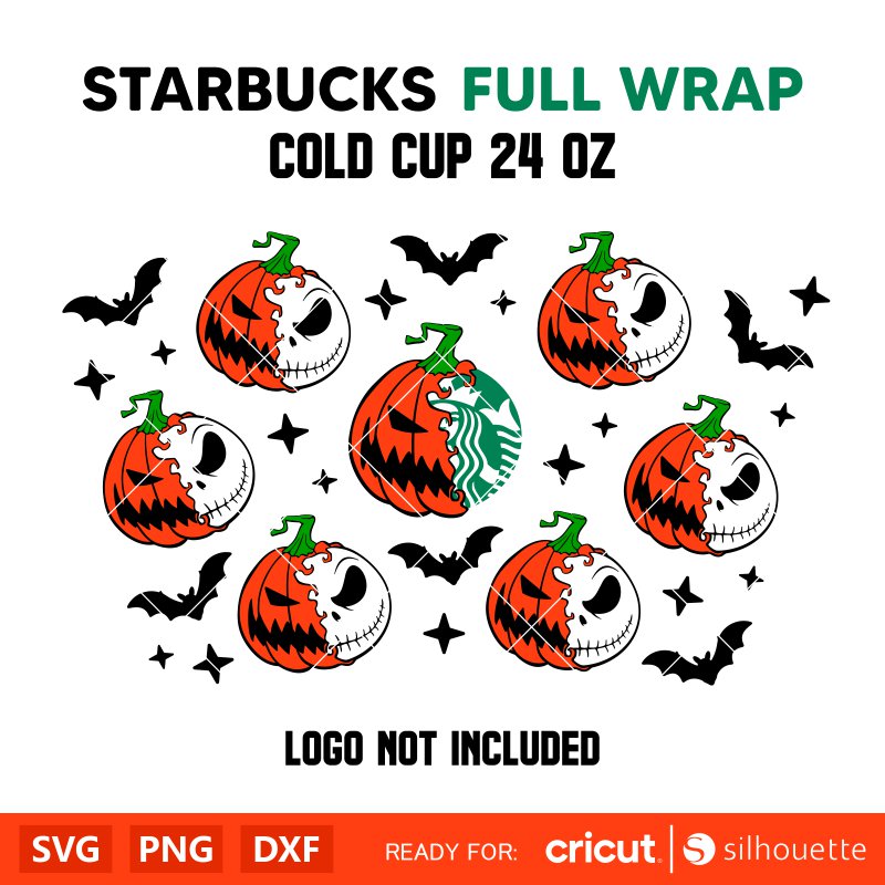 Jack Skellington Pumpkin Starbucks Full Wrap Svg, Halloween Svg, Spooky ...