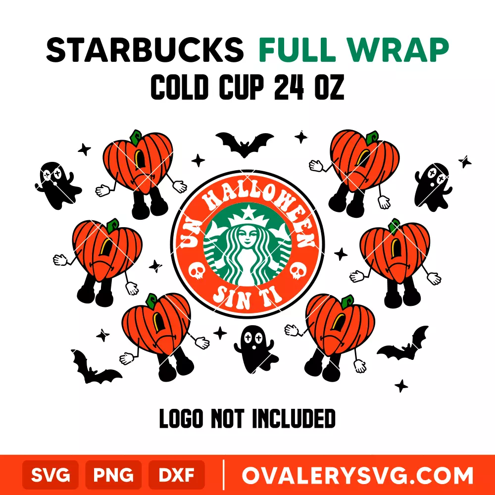 Un Halloween Sin Ti Starbucks Full Wrap Svg, Halloween Svg, Spooky Season Svg, Trick or Treat Svg, Cricut, Silhouette Vector Cut File
