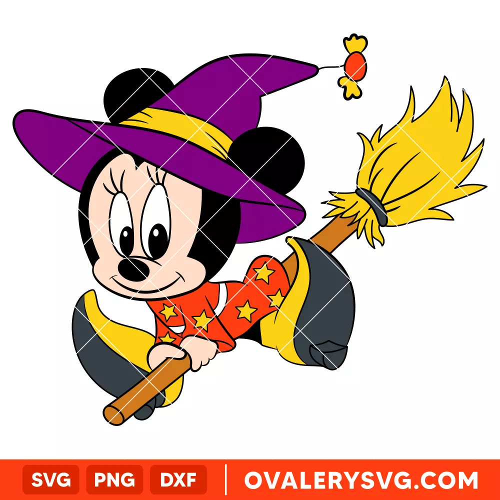 Cute Witch Minnie Mouse Svg, Halloween Svg, Disney Svg, Cricut, Silhouette Vector Cut File