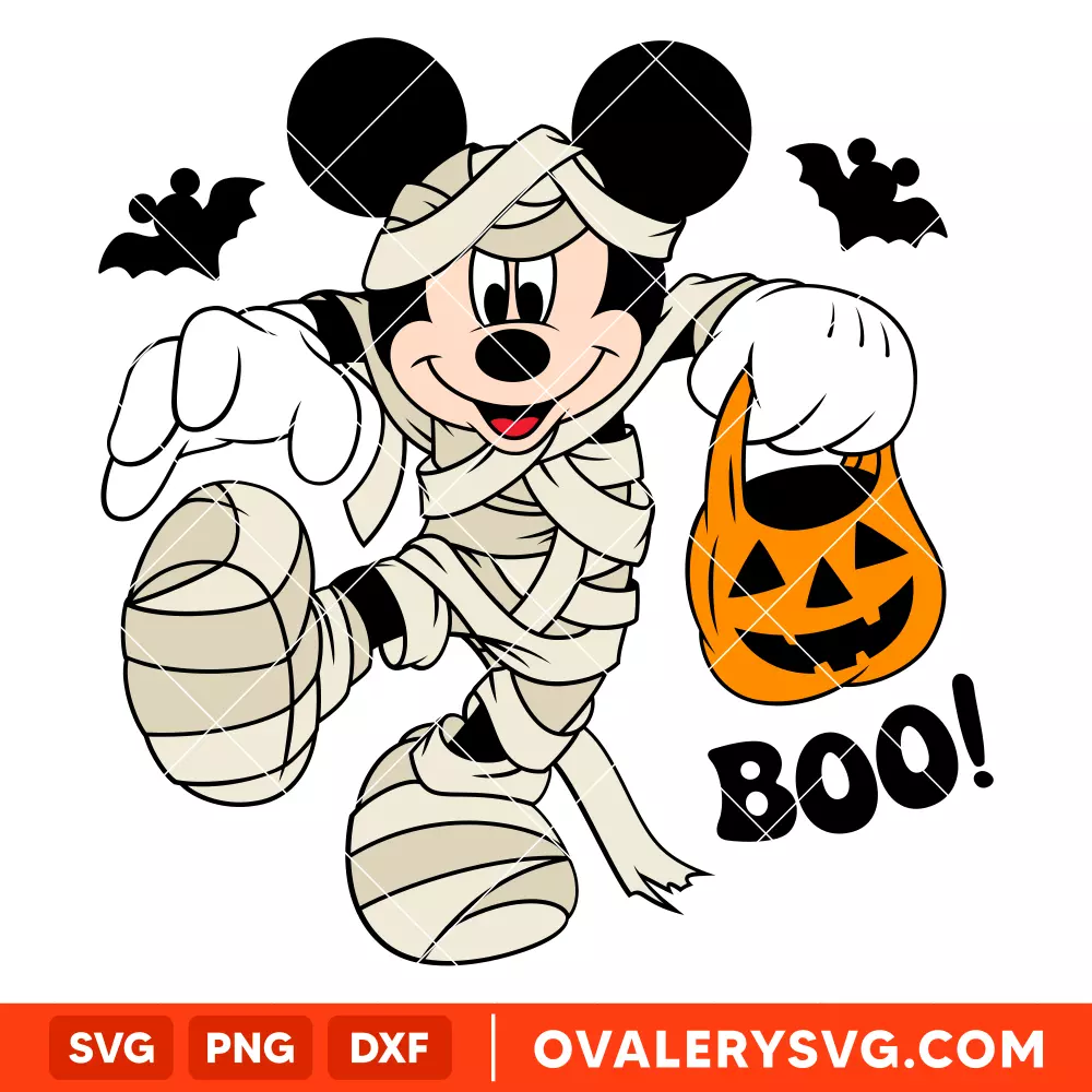 Halloween Mickey Boo Svg, Mummy Svg, Disney Svg, Cricut, Silhouette Vector Cut File