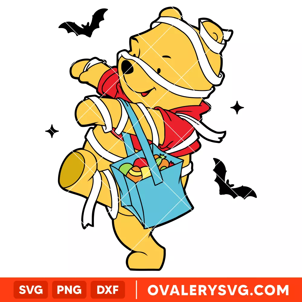 Halloween Pooh Svg, Mummy Svg, Disney Svg, Cricut, Silhouette Vector Cut File