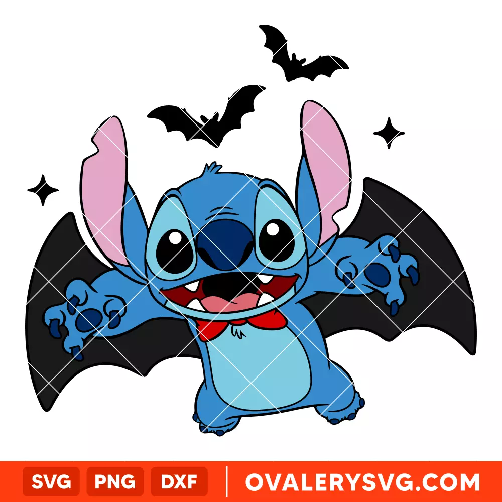 Halloween Stitch Bat Svg, Halloween Svg, Disney Svg, Cricut, Silhouette Vector Cut File