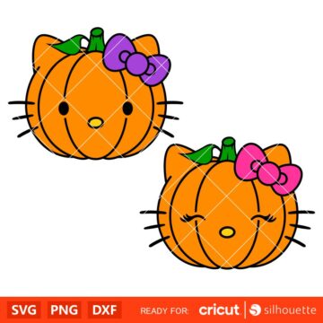 Hello Kitty Pumpkin Bundle Svg, Halloween Svg, Spooky Season Svg, Trick