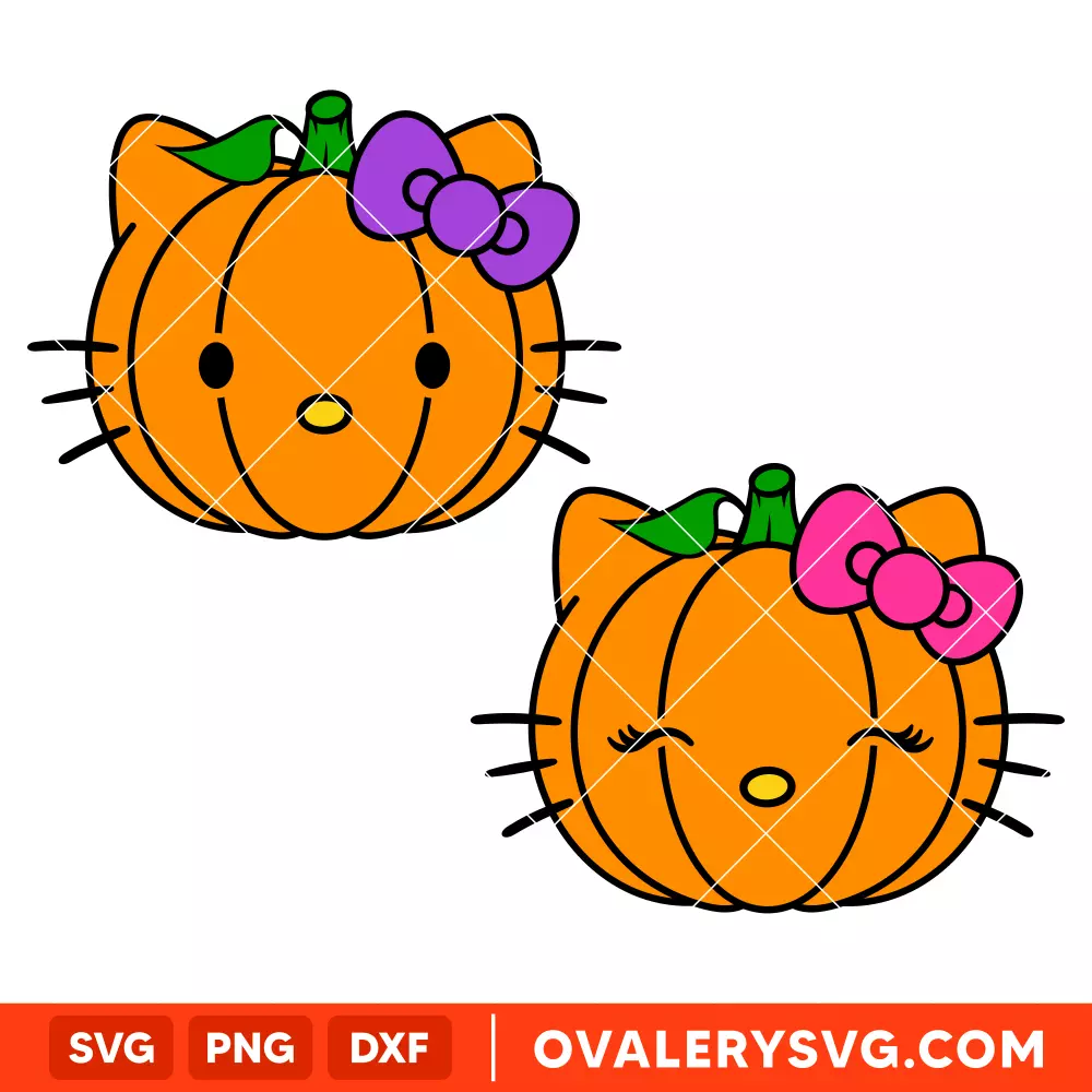 Hello Kitty Pumpkin Bundle SVG, Halloween SVG, Sanrio SVG, Cricut, Silhouette SVG PNG Cut File