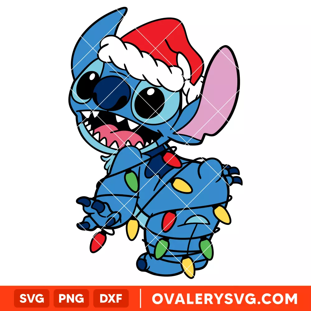 Christmas Lights Stitch SVG, Disney SVG | Instant Download SVG PNG Cut File for Cricut & Silhouette