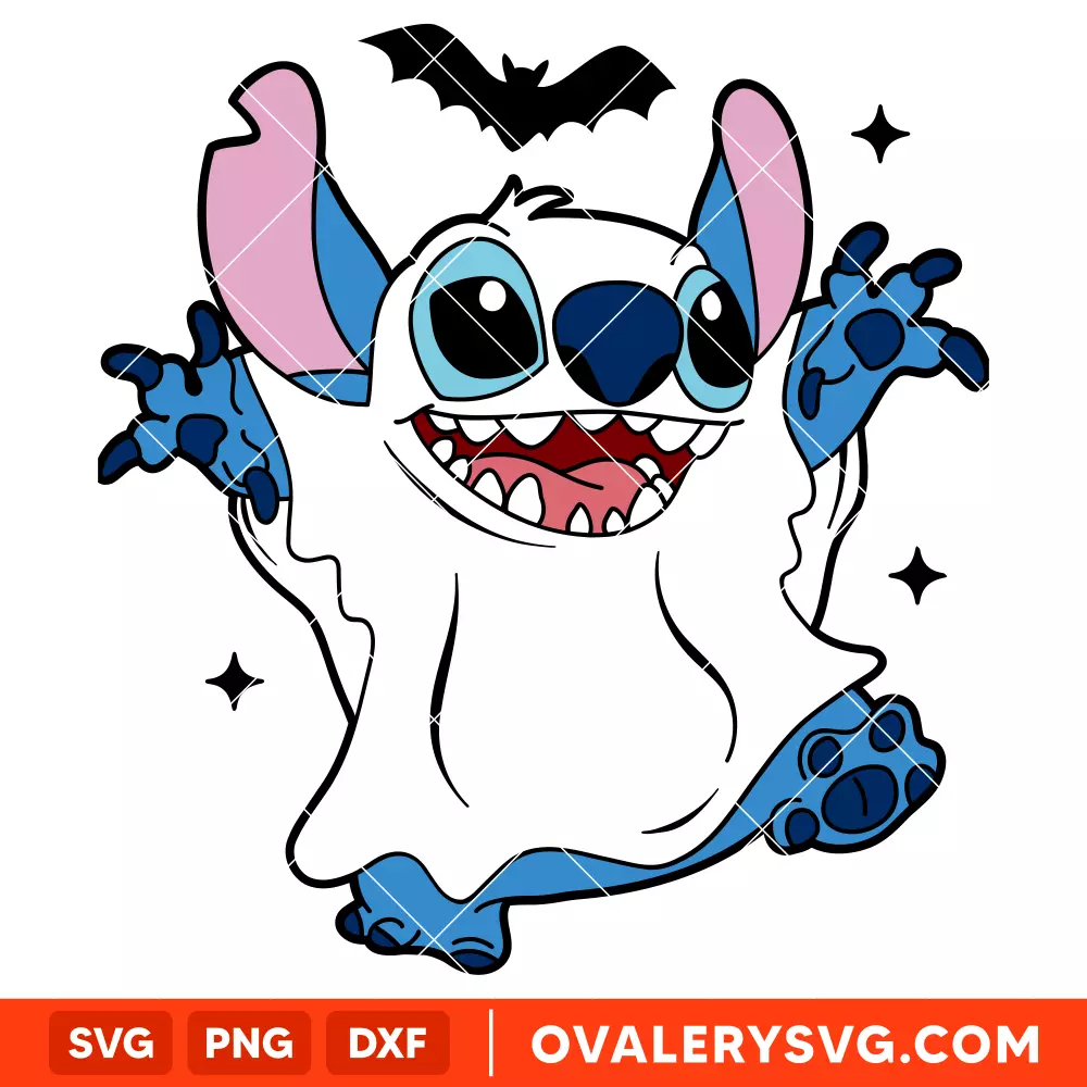 Stitch Ghost Svg, Halloween Svg, Disney Svg, Cricut, Silhouette Vector Cut File