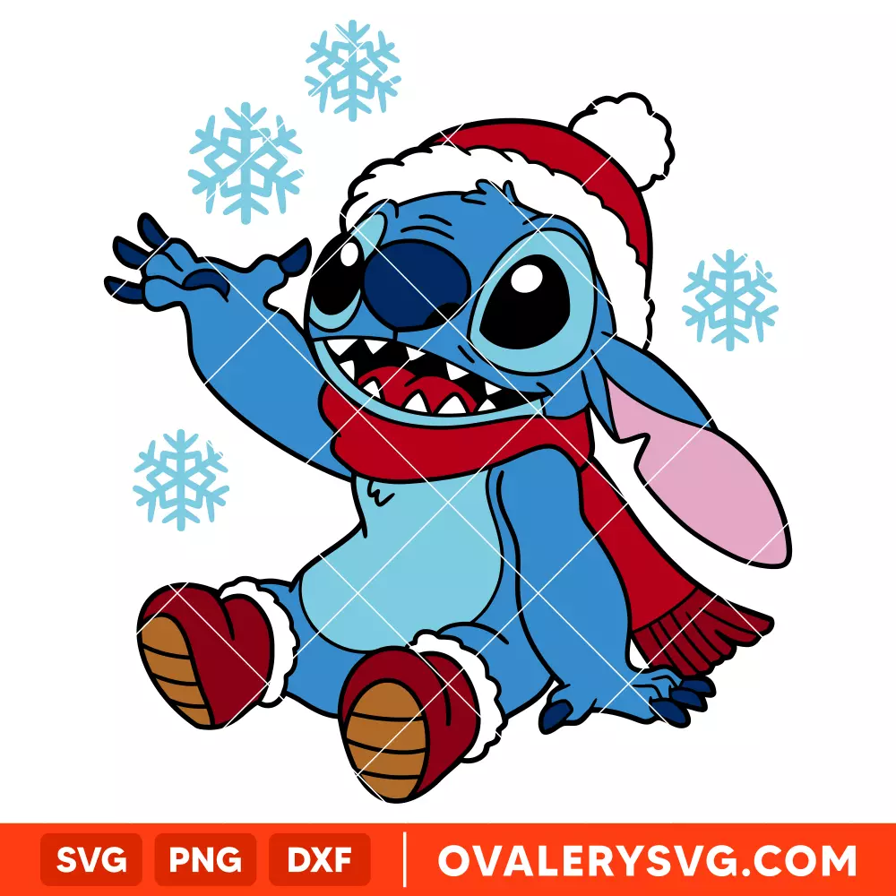 Stitch With Snowflakes Svg, Christmas Svg, Disney Svg, Cricut, Silhouette Vector Cut File