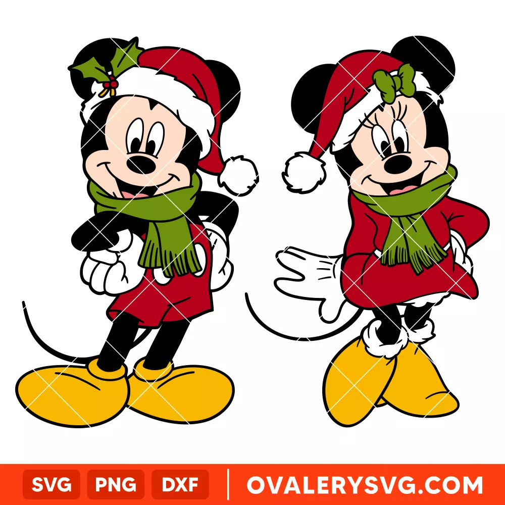 Christmas Mickey & Minnie Svg, Christmas Svg, Disney Svg, Santa Claus Svg, Cricut, Silhouette Vector Cut File