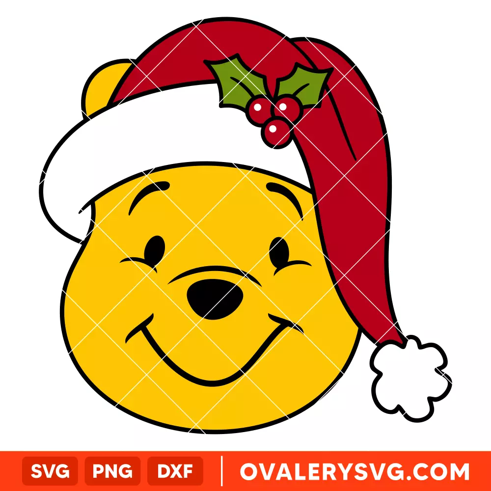 Christmas Pooh Svg, Christmas Svg, Merry Christmas Svg, Santa Claus Svg, Cricut, Silhouette Vector Cut File