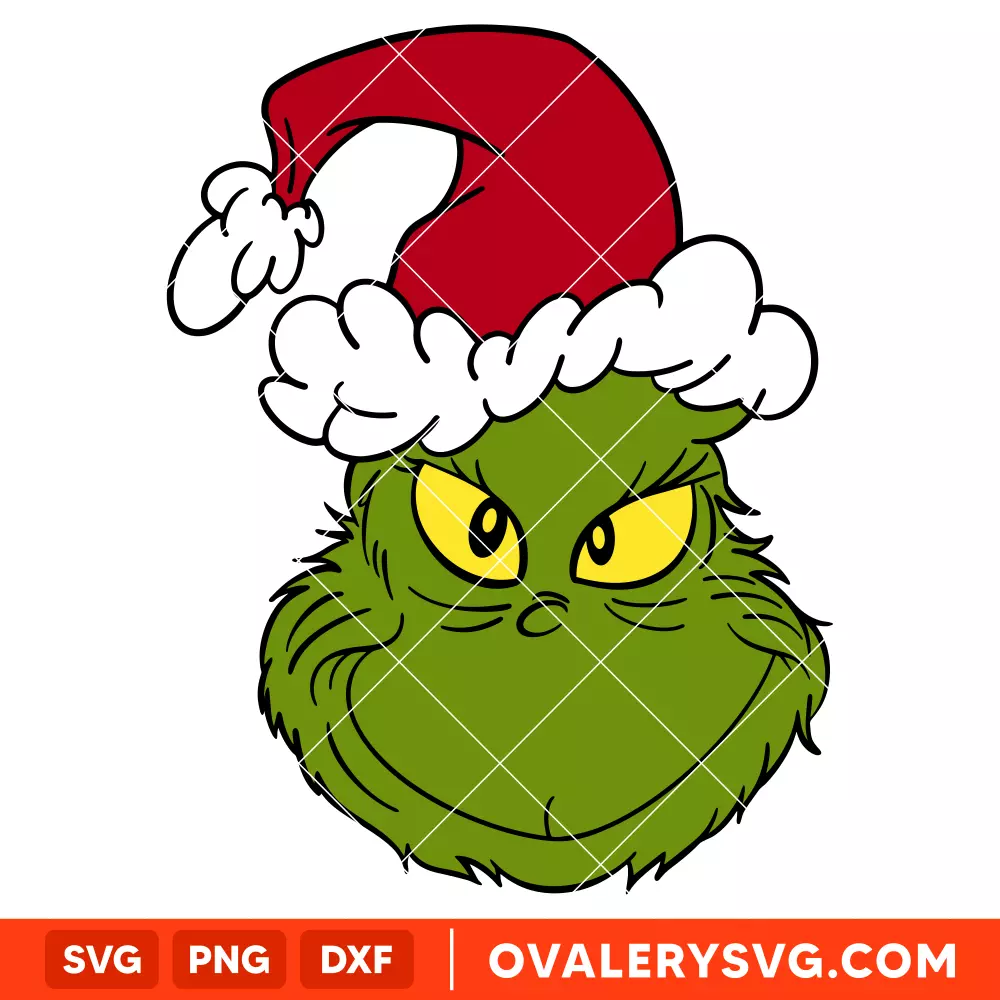 Grinch Face Svg, Christmas Svg, Merry Grinchmas Svg, Santa Claus Svg, Cricut, Silhouette Vector Cut File