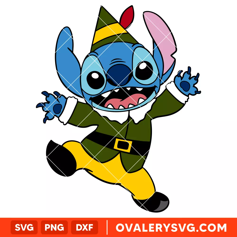Stitch Elf Svg, Christmas Svg, Disney Christmas Svg, Santa Claus Svg, Cricut, Silhouette Vector Cut File