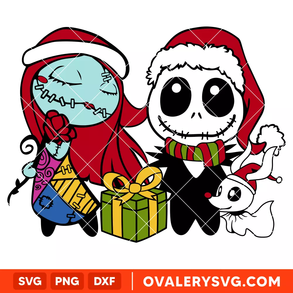 Christmas Baby Jack & Sally Svg, Christmas Svg, Merry Christmas Svg, Sandy Claws Svg, Cricut, Silhouette Vector Cut File