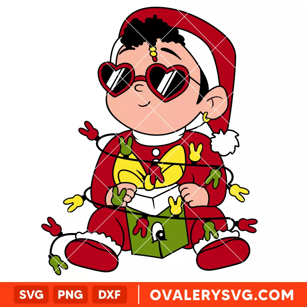 Christmas Light Baby Benito Svg, Christmas Svg, Bad Bunny Christmas Svg, Santa Claus Svg, Cricut, Silhouette Vector Cut File