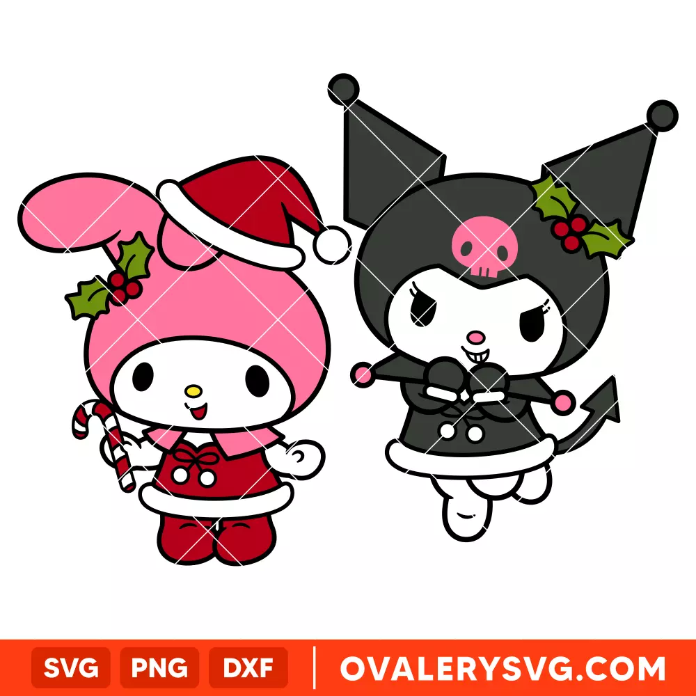 Christmas My Melody & Kuromi Bundle Svg, Christmas Svg, Disney Christmas Svg, Hello Kitty Svg, Cricut, Silhouette Vector Cut File