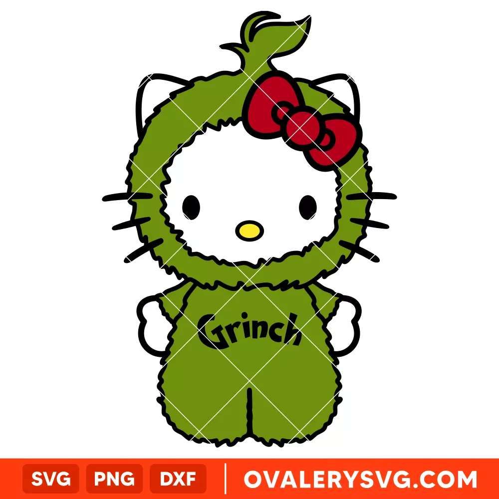 Hello Kitty Grinch Svg, Christmas Svg, Merry Grinchmas Svg, Disney Svg, Cricut, Silhouette Vector Cut File