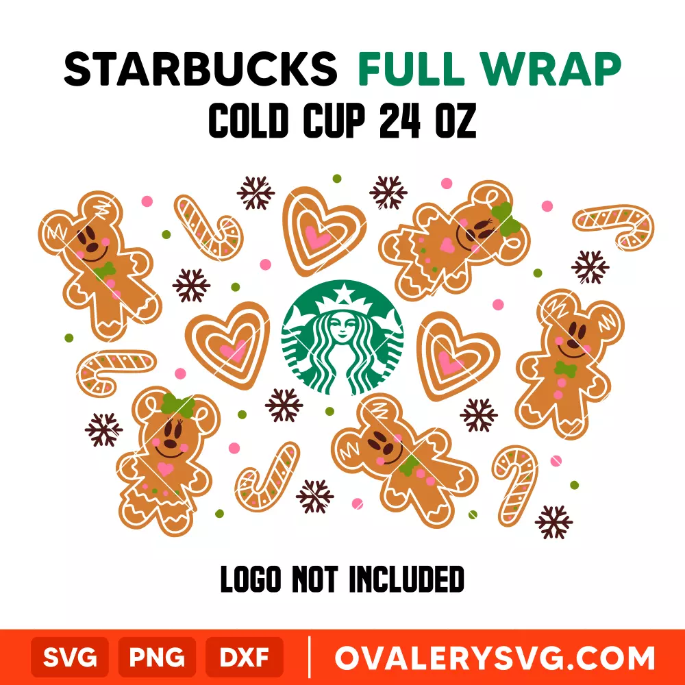 Mickey and Minnie Gingerbread Full Wrap Svg, Christmas Svg, Disney Christmas Svg, Starbucks Svg, Cricut, Silhouette Vector Cut File