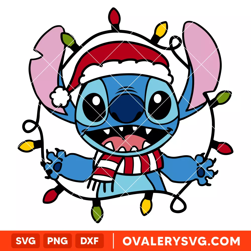 Stitch Christmas Lights Svg, Christmas Svg, Disney Christmas Svg, Santa Claus Svg, Cricut, Silhouette Vector Cut File
