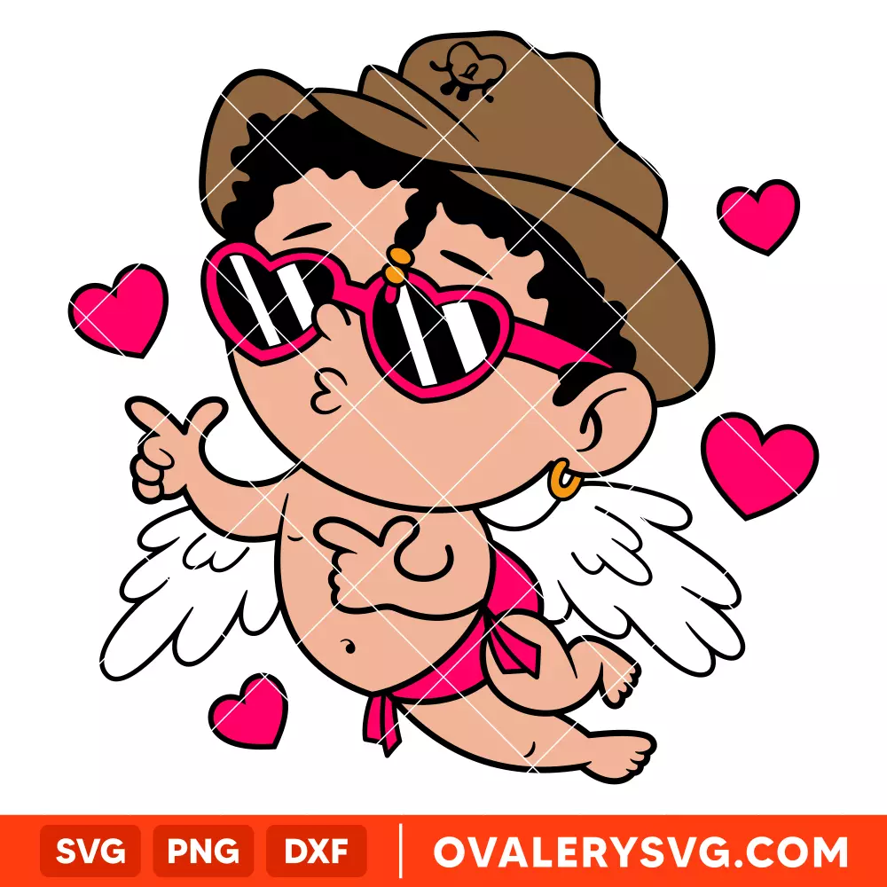 Baby Benito Valentine SVG, Valentine’s Day SVG, Cupid SVG, Bad Banny SVG, Cricut, Silhouette SVG PNG Cut File