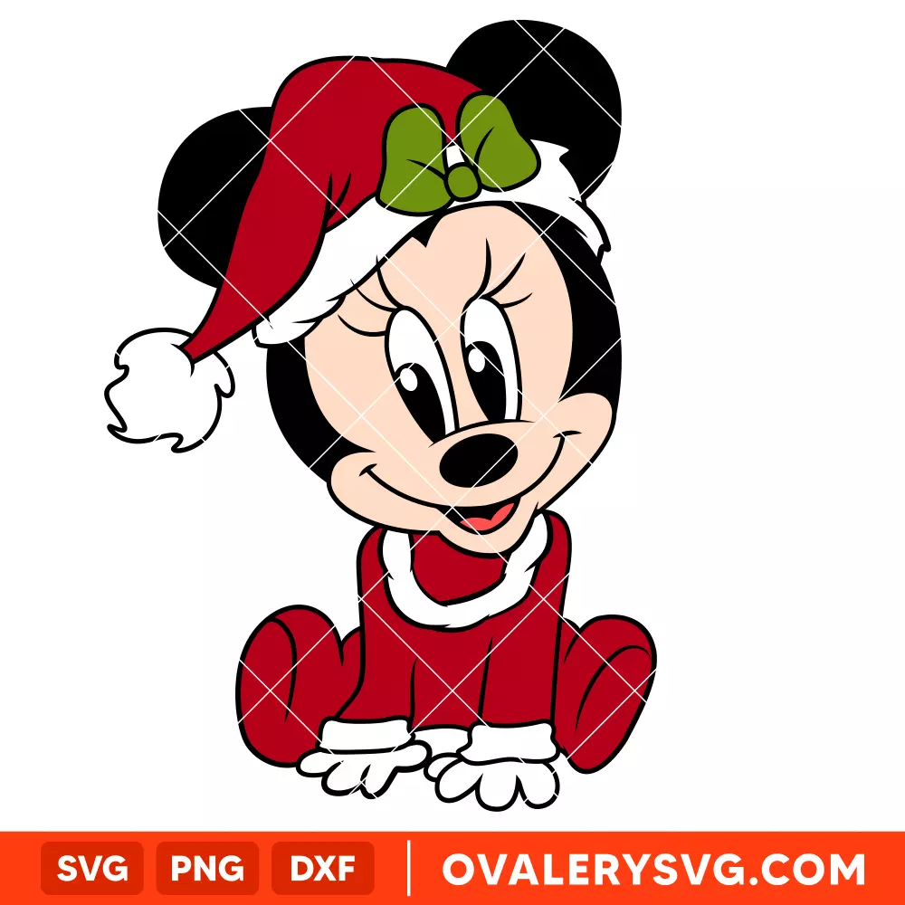 Baby Minnie Mouse Svg, Christmas Svg, Disney Christmas Svg, Santa Claus Svg, Cricut, Silhouette Vector Cut File