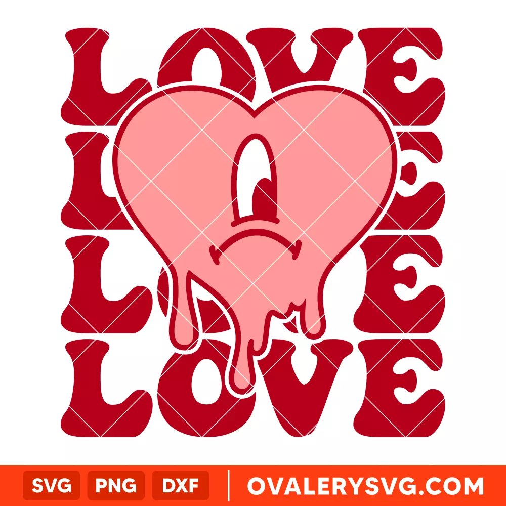 Bad Bunny Love Heart Drip SVG, Bad Bunny SVG, Valentine’s Day SVG, Baby Benito SVG, Cricut, Silhouette SVG PNG Cut File
