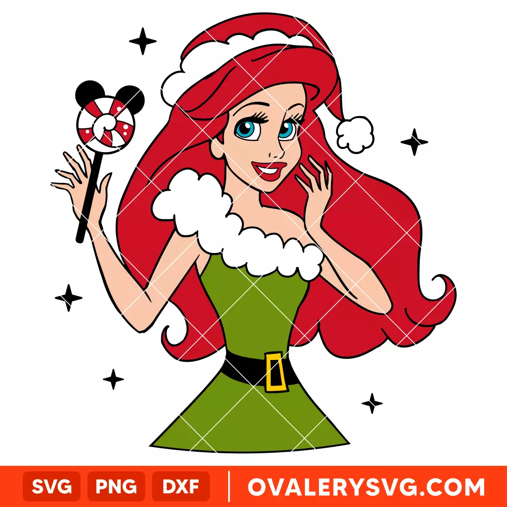 Christmas Ariel Svg, Little Mermaid Svg, Disney Princess Svg, Cricut, Silhouette Vector Cut File